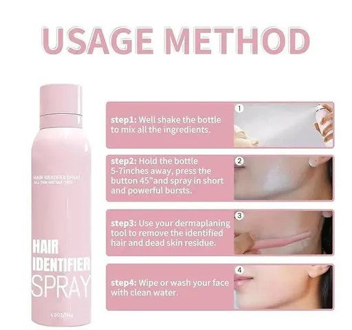 Hair Identifier Spray – Instantly Reveal Peach Fuzz for Flawless Skin Prep (4X twinkle razors included)